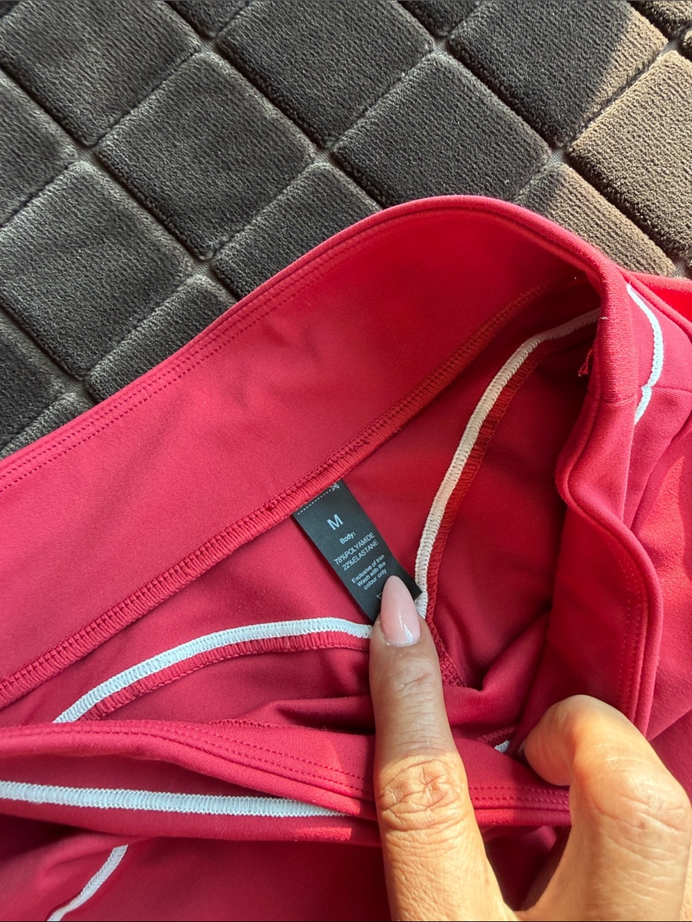 Red/ burgundy Unknown Seam-Trim High-Waist Leggings & Sports Bra Set - Picture 5 of 6